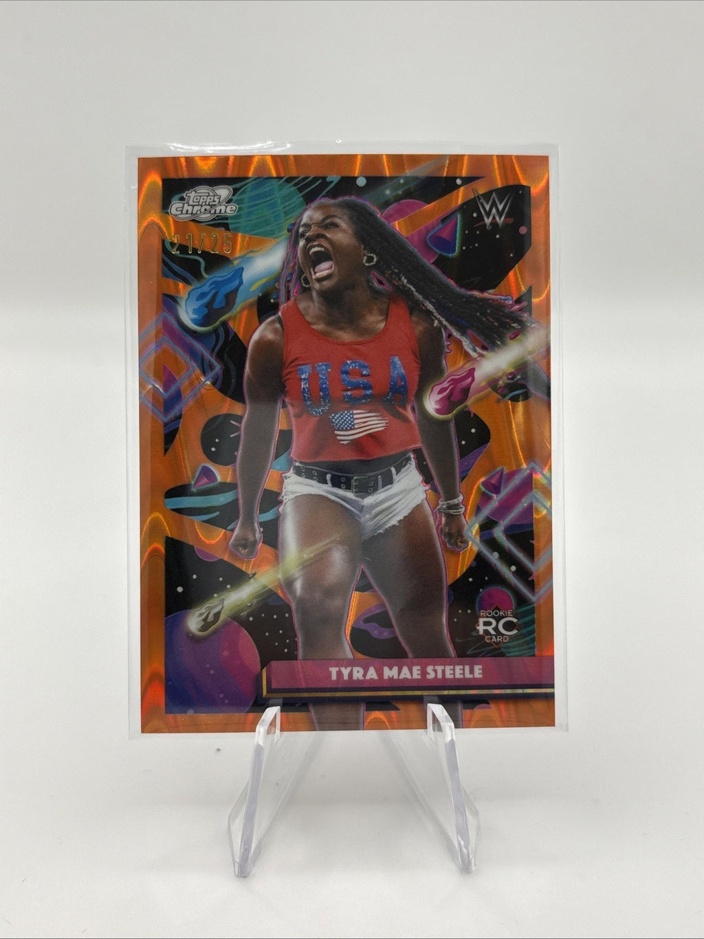 2026 Topps Chrome Cosmic Wwe - Tyra Mae Steele Orange Lava Refractor /25 (RC)