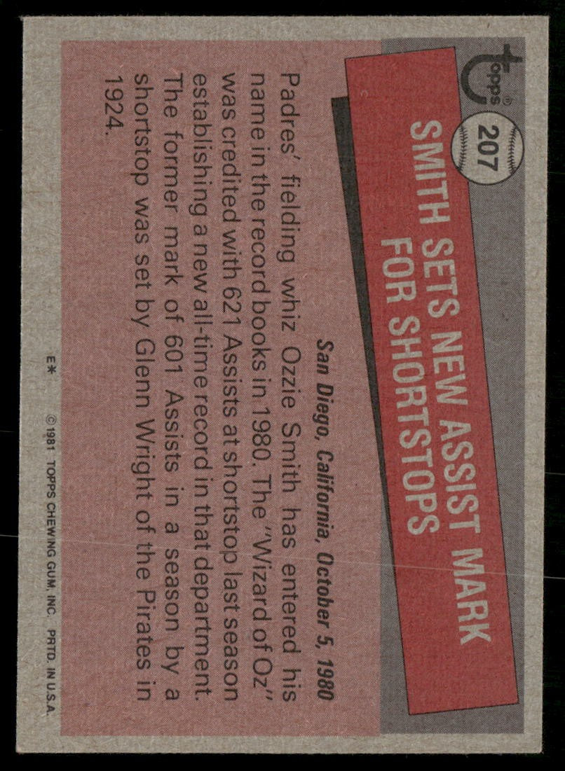 1981 Topps #207 Ozzie Smith