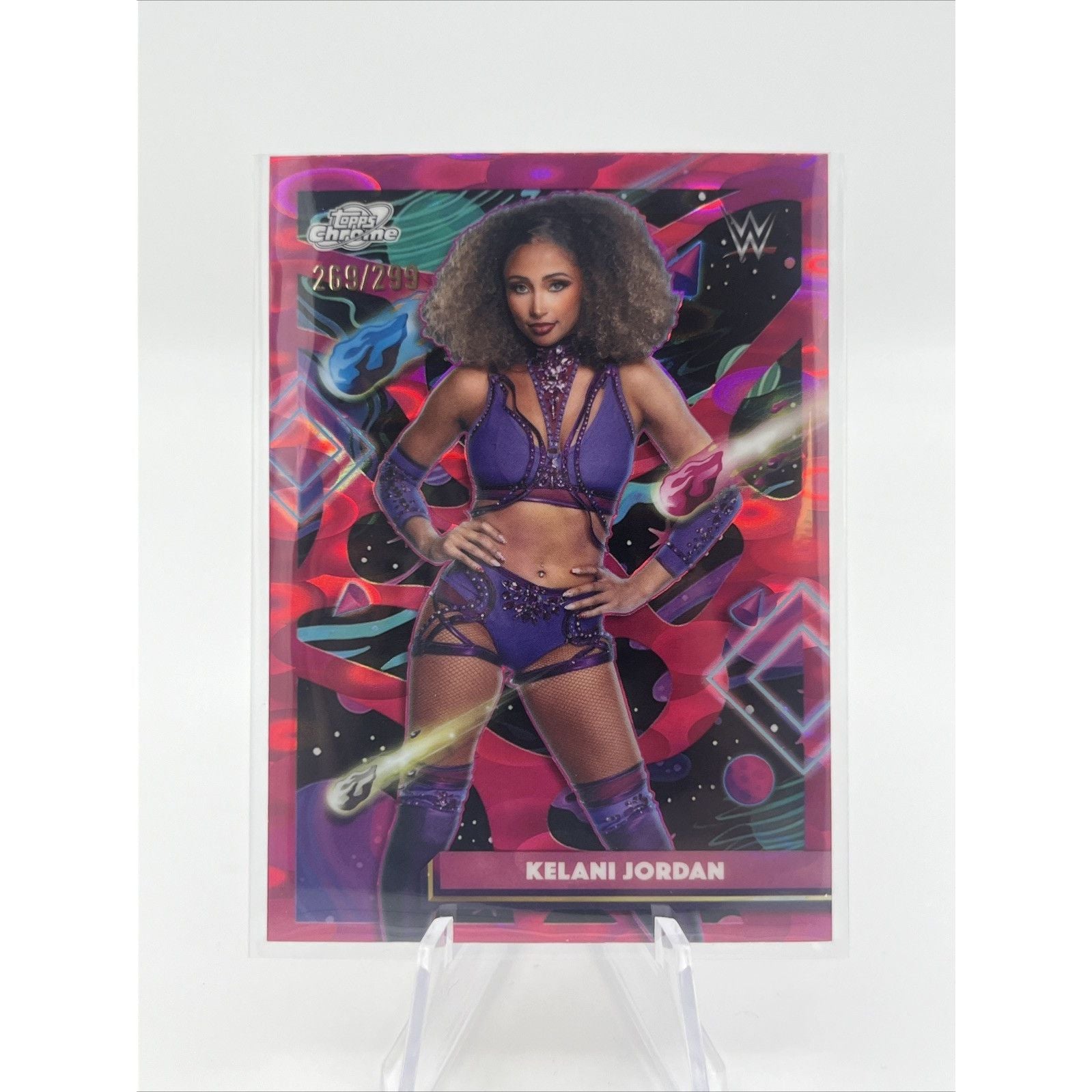Kelani Jordan 2026 Topps Chrome Cosmic WWE #123 Magenta Cosmos Refractor /299