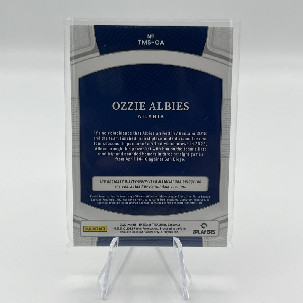 Ozzie Albies 2022 National Treasures Treasured Material Bat  /25 On Card Auto