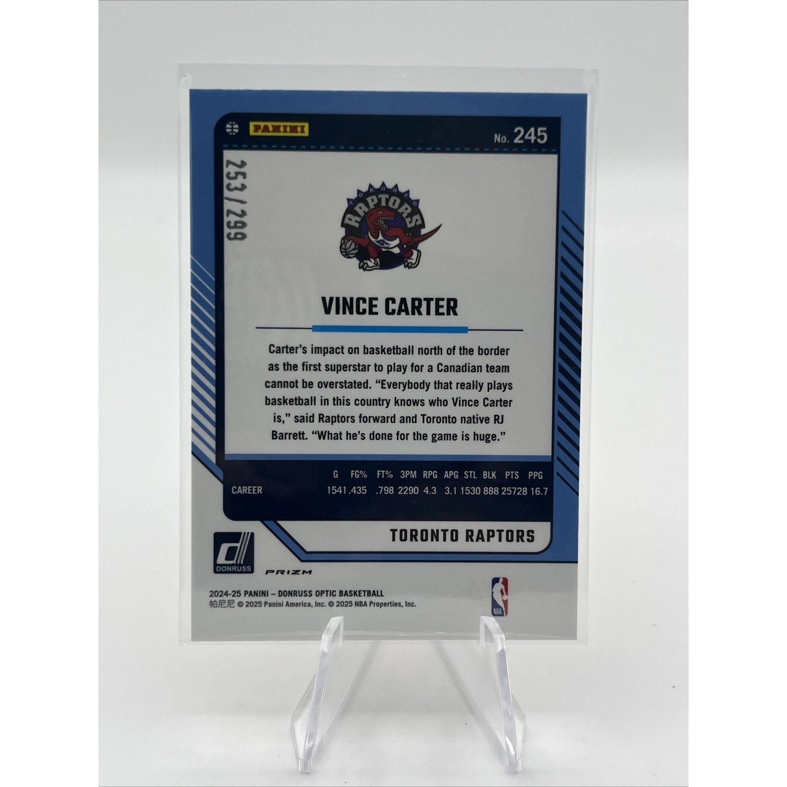 2024-25 Panini Donruss Optic - Legends Vince Carter #245 Orange Hyper Prizm /299