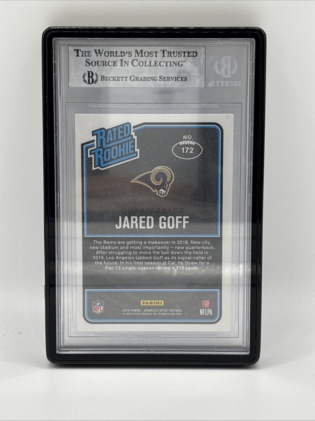 2016 Donruss Optic Jared Goff Rated Rookie IP Auto BGS AUTHENTIC 