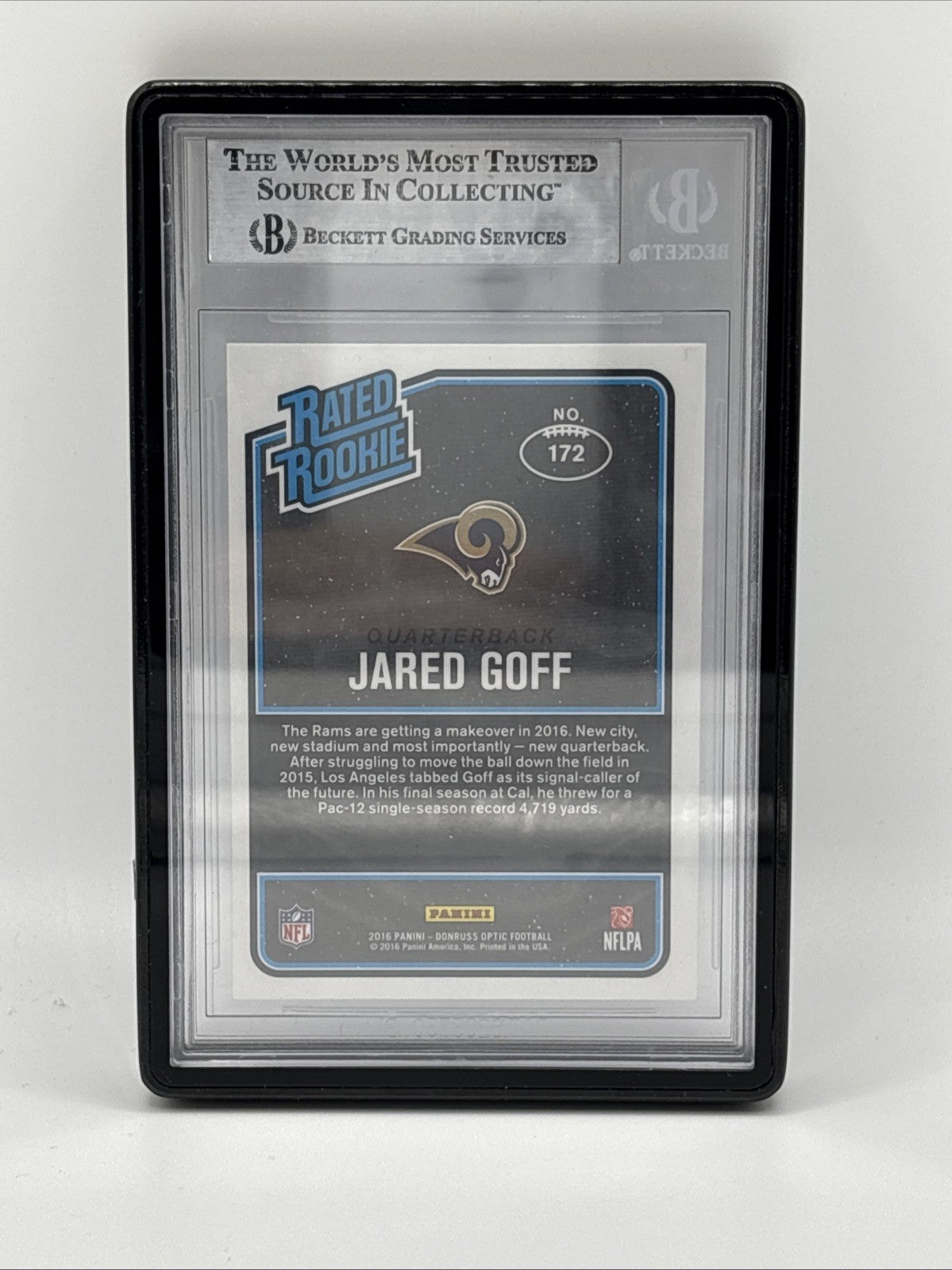 2016 Donruss Optic Jared Goff Rated Rookie IP Auto BGS AUTHENTIC 