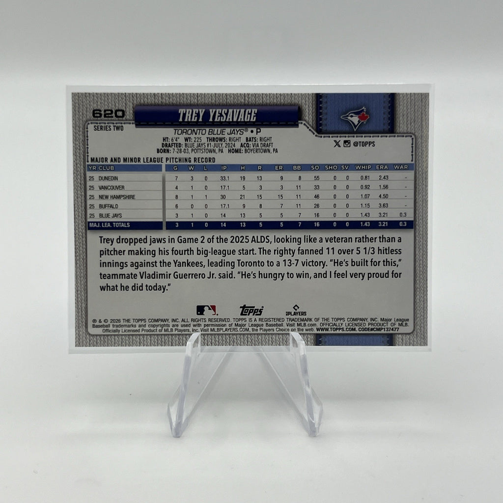 2026 Topps Series 2 Trey Yesavage #620 (RC)