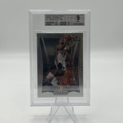 2020-21 Panini Prizm Damien Lillard Prizm Flashback BGS 9