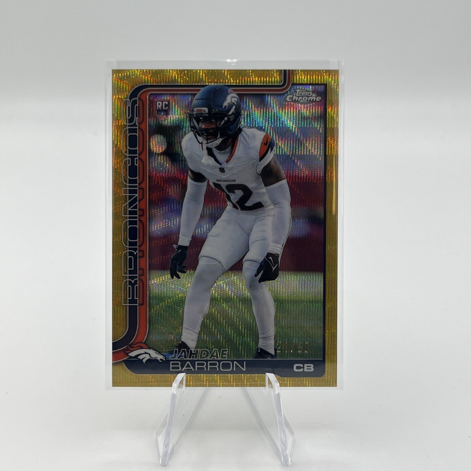 2025 Topps Chrome - Rookies Jahdae Barron #359 Gold Wave Refractor /50 (RC)
