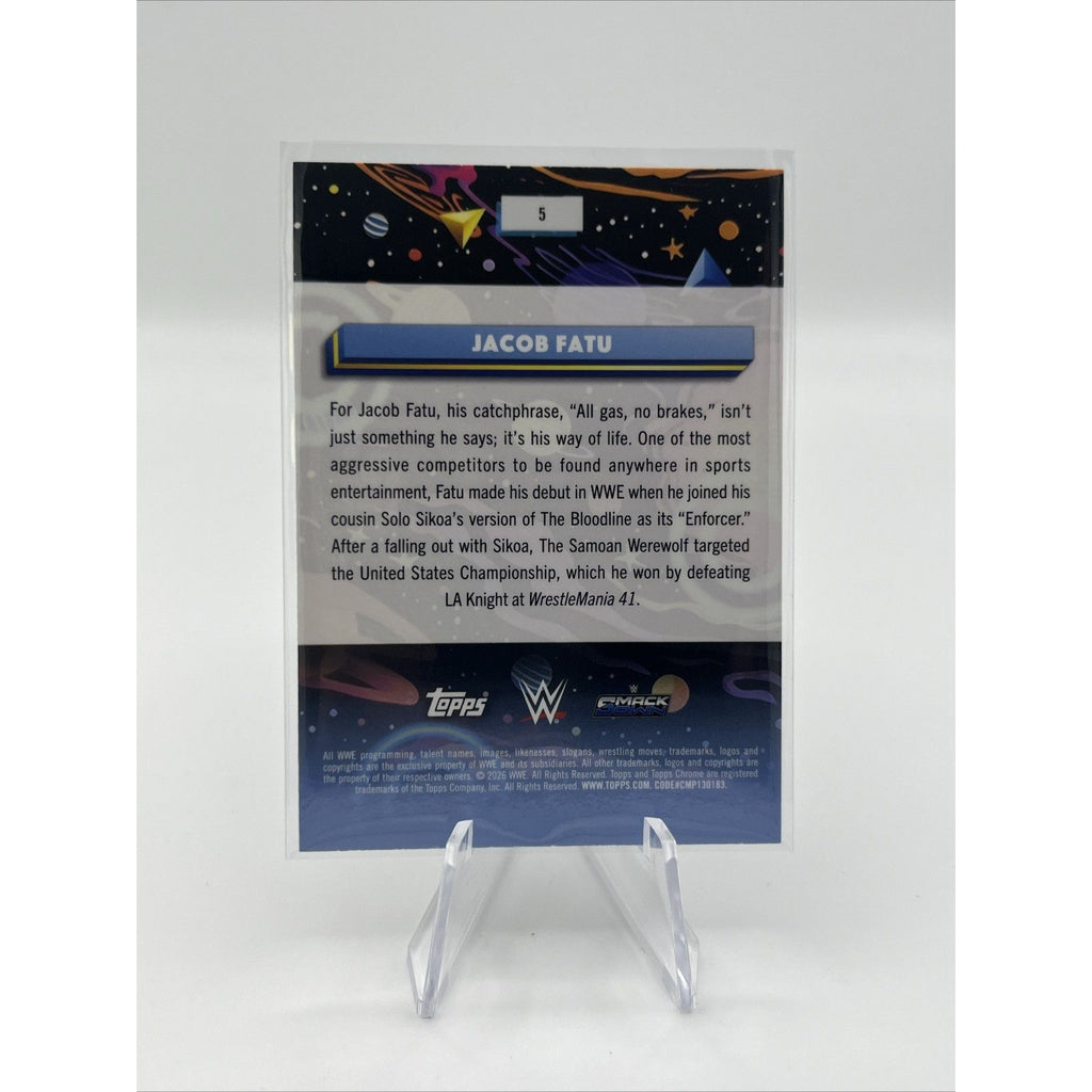 2026 Topps WWE Cosmic Chrome JACOB FATU #5 Purple Nebula Refractor /150