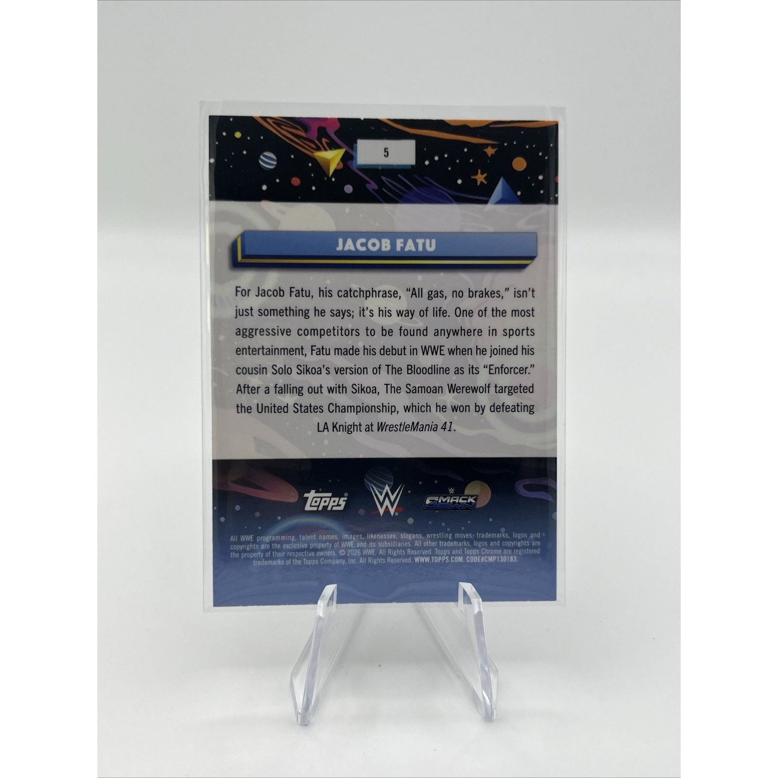 2026 Topps WWE Cosmic Chrome JACOB FATU #5 Purple Nebula Refractor /150