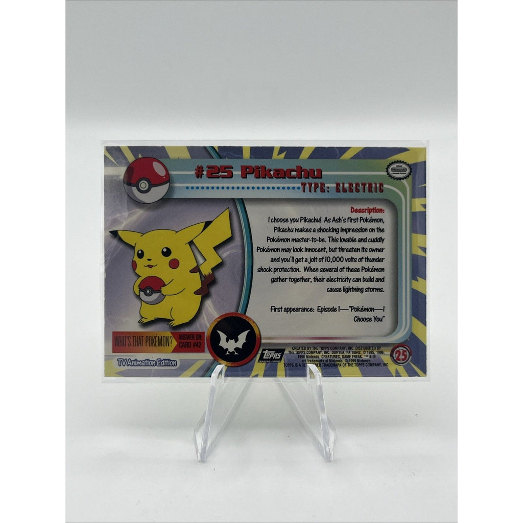 1999 Topps Pokemon T.V. Pikachu #25 Foil Black Logo (RARE) MP