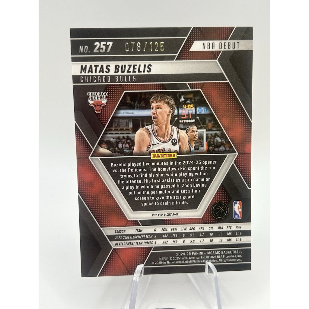 2024-25 Panini Mosaic Matas Buzelis #257 Cracked Ice NBA Debut RC /125