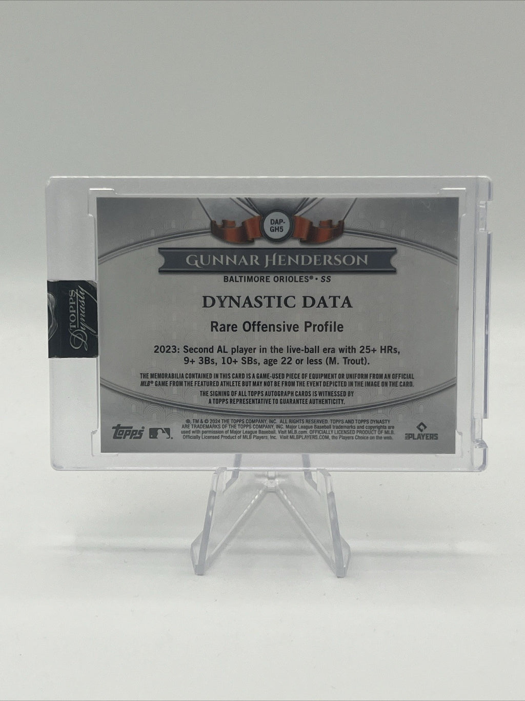 2024 Topps Dynasty GUNNAR HENDERSON SILVER /5 #DAP-GH5 AU/MEM