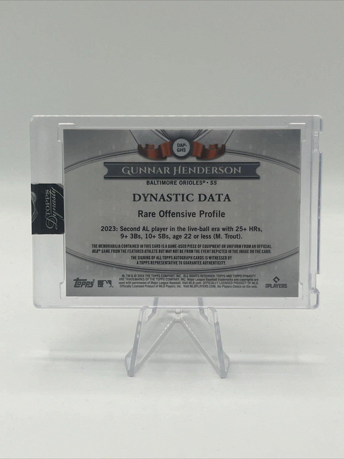 2024 Topps Dynasty GUNNAR HENDERSON SILVER /5 #DAP-GH5 AU/MEM
