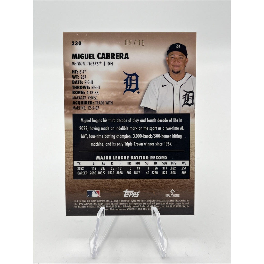 Miguel Cabrera 2023 Topps Stadium Club Chrome Pearl White Refractor #/30 SSP