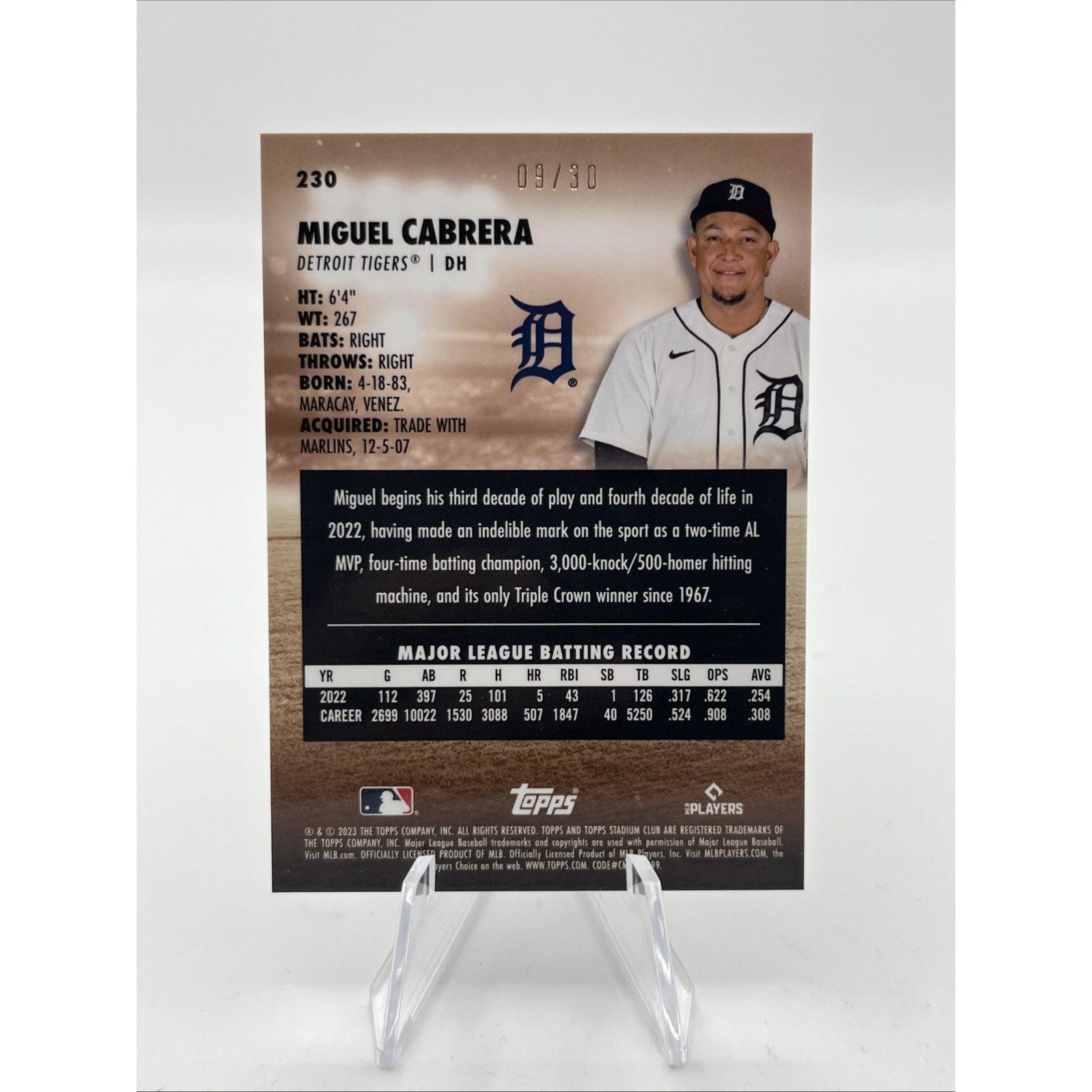 Miguel Cabrera 2023 Topps Stadium Club Chrome Pearl White Refractor #/30 SSP