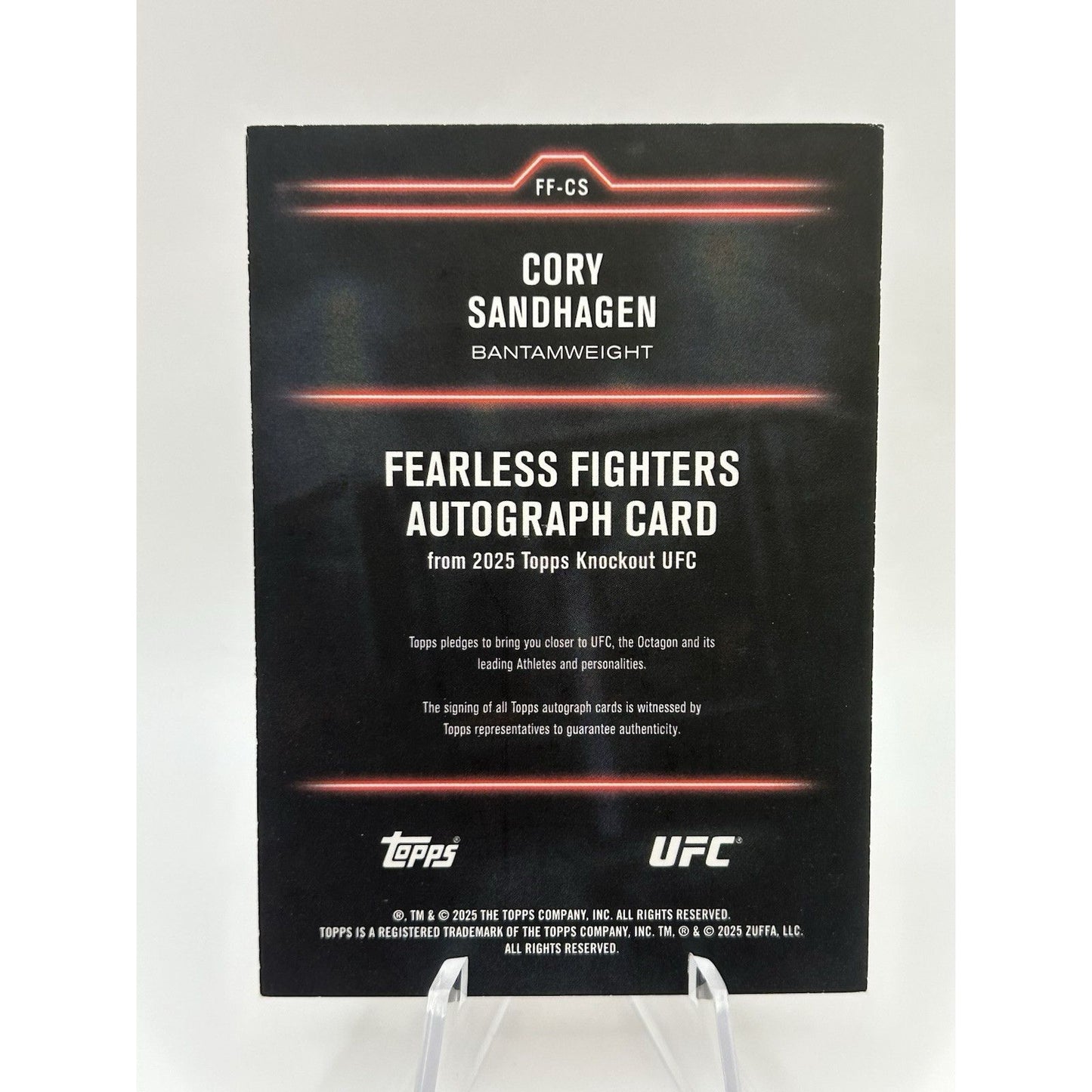 2025 Topps UFC Knockout Cory Sandhagen Fearless Fighters Auto #21/25 Autograph