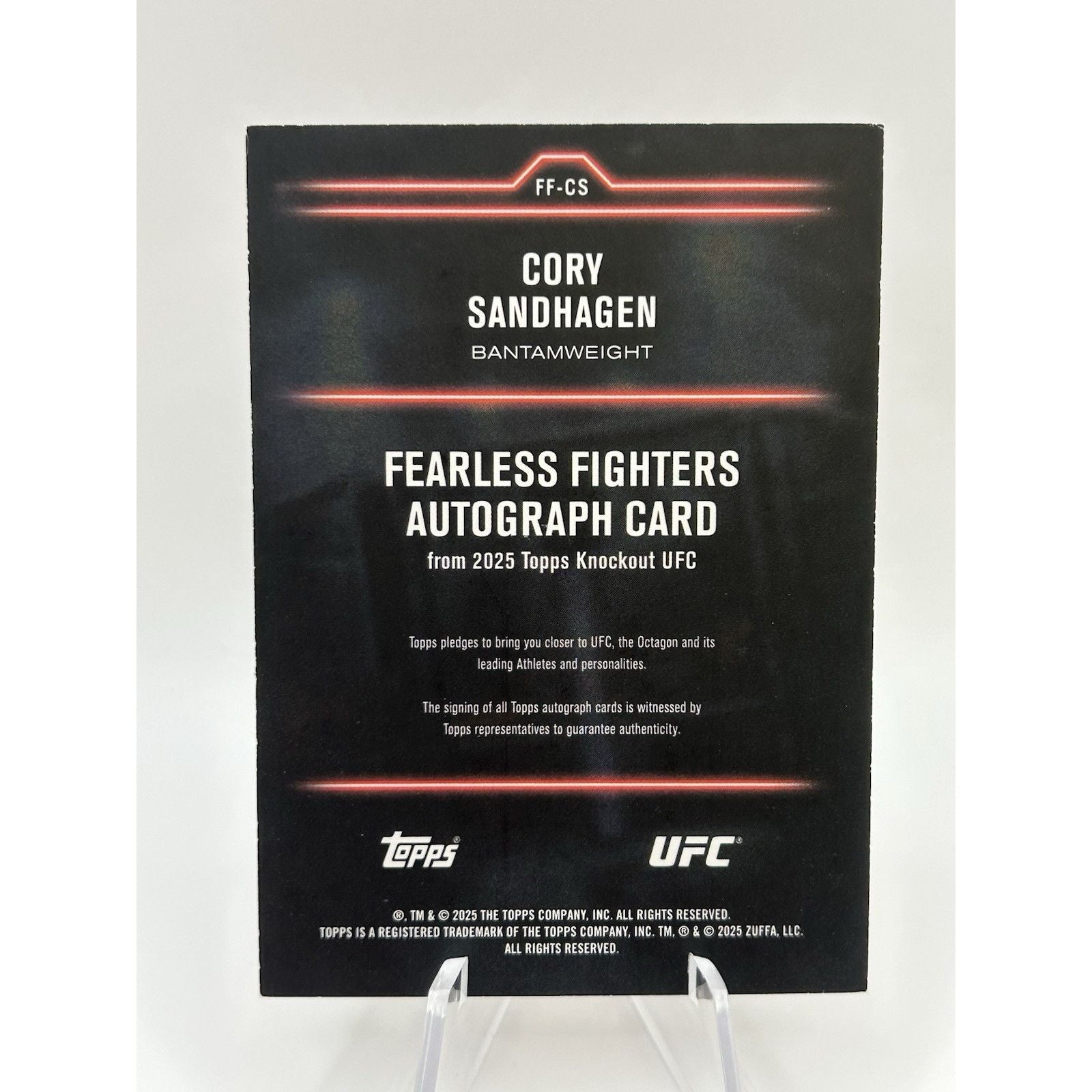2025 Topps UFC Knockout Cory Sandhagen Fearless Fighters Auto #21/25 Autograph