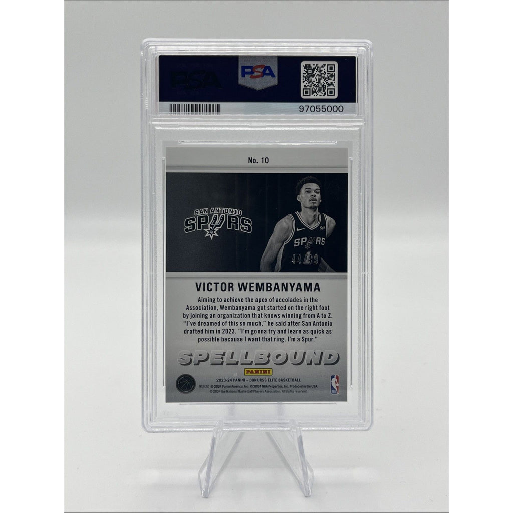 Victor Wembanyama Spellbound Blue A /99 PSA 9 2023 Panini Donruss Elite Spurs RC