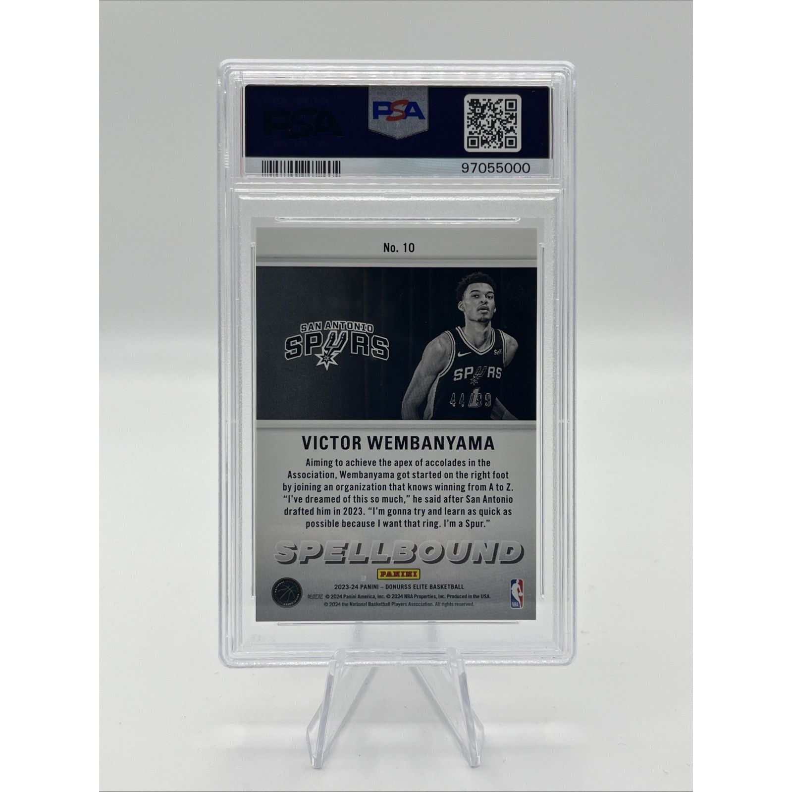 Victor Wembanyama Spellbound Blue A /99 PSA 9 2023 Panini Donruss Elite Spurs RC