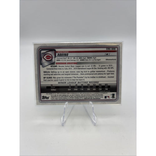 2020 Bowman Chrome Rookie Auto Aristides Aquino #CRA-AAQ Atomic Refractor /100