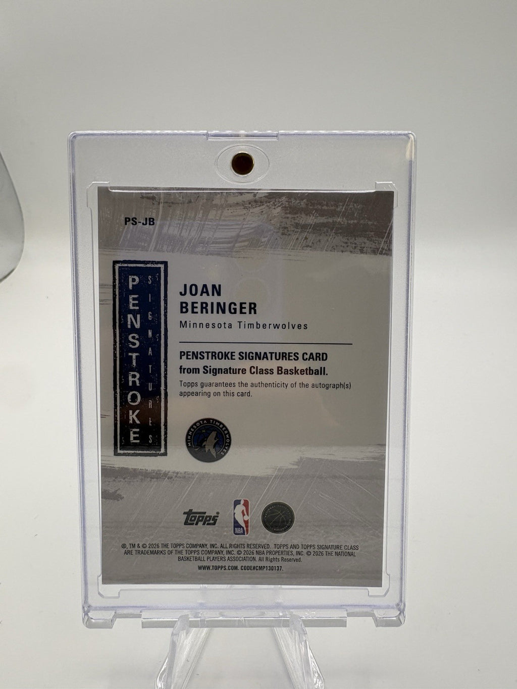 2025-26 Topps Signature Class Joan Beringer RC Auto Timberwolves Penstroke PS-JB