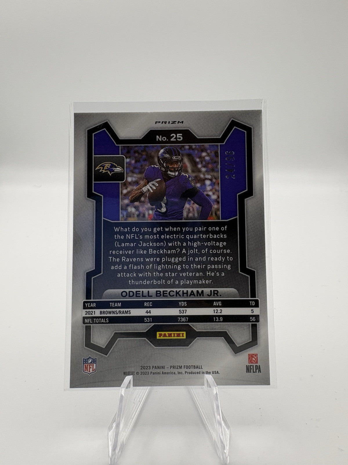 ODELL BECKHAM JR. 2023 PANINI PRIZM FOOTBALL BLUE SPARKLE RAVENS /96 Q2715