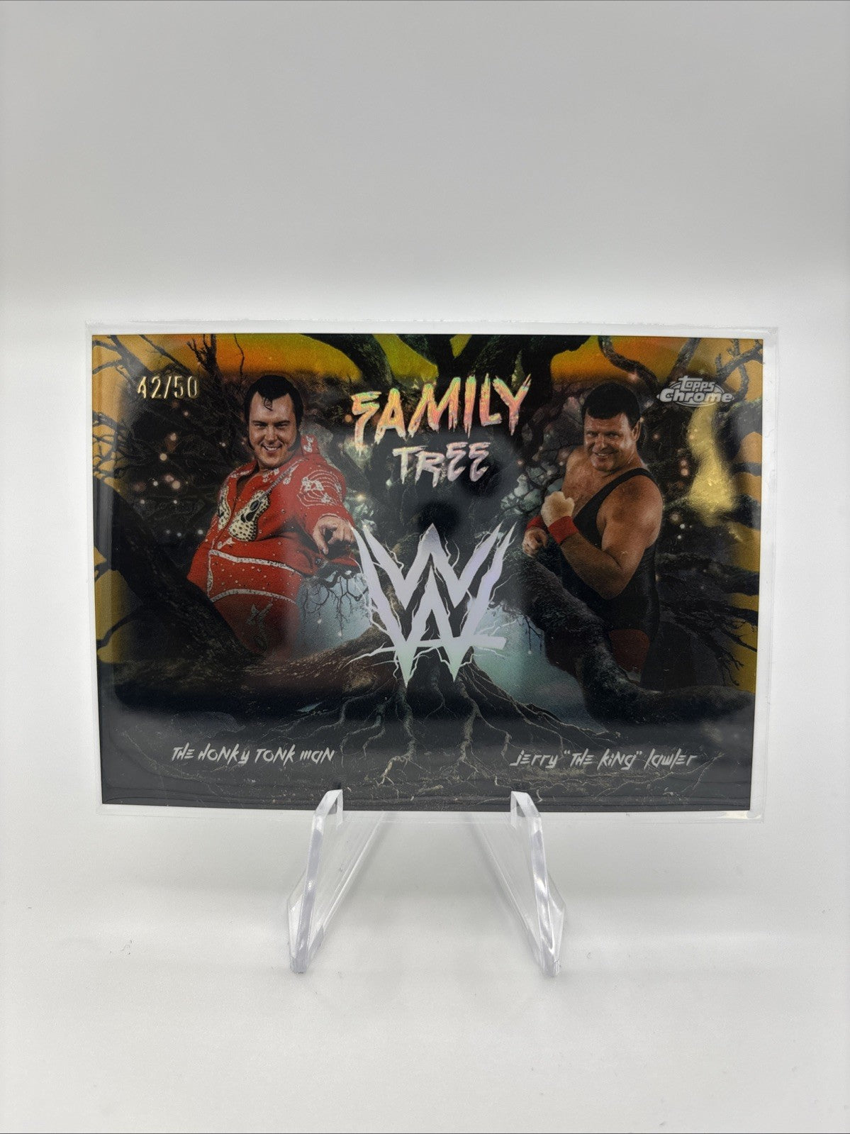 2026 Topps Chrome WWE - Family Tree Honky Tonk Man & Jerry Lawler Gold /50