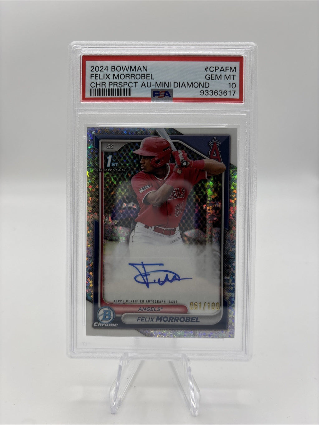 2024 Bowman Felix Morrobel Chrome Prospects Auto Mini Diamonds /100 PSA 10