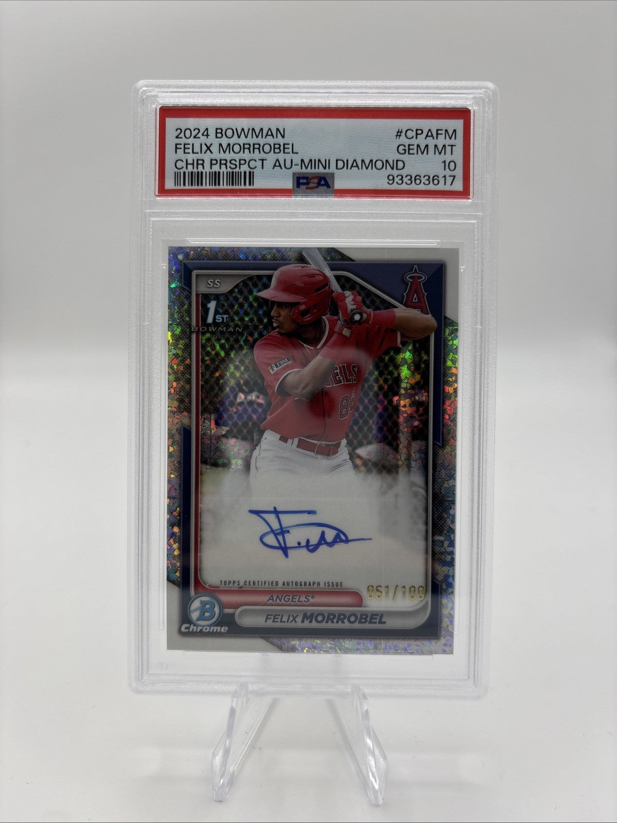 2024 Bowman Felix Morrobel Chrome Prospects Auto Mini Diamonds /100 PSA 10