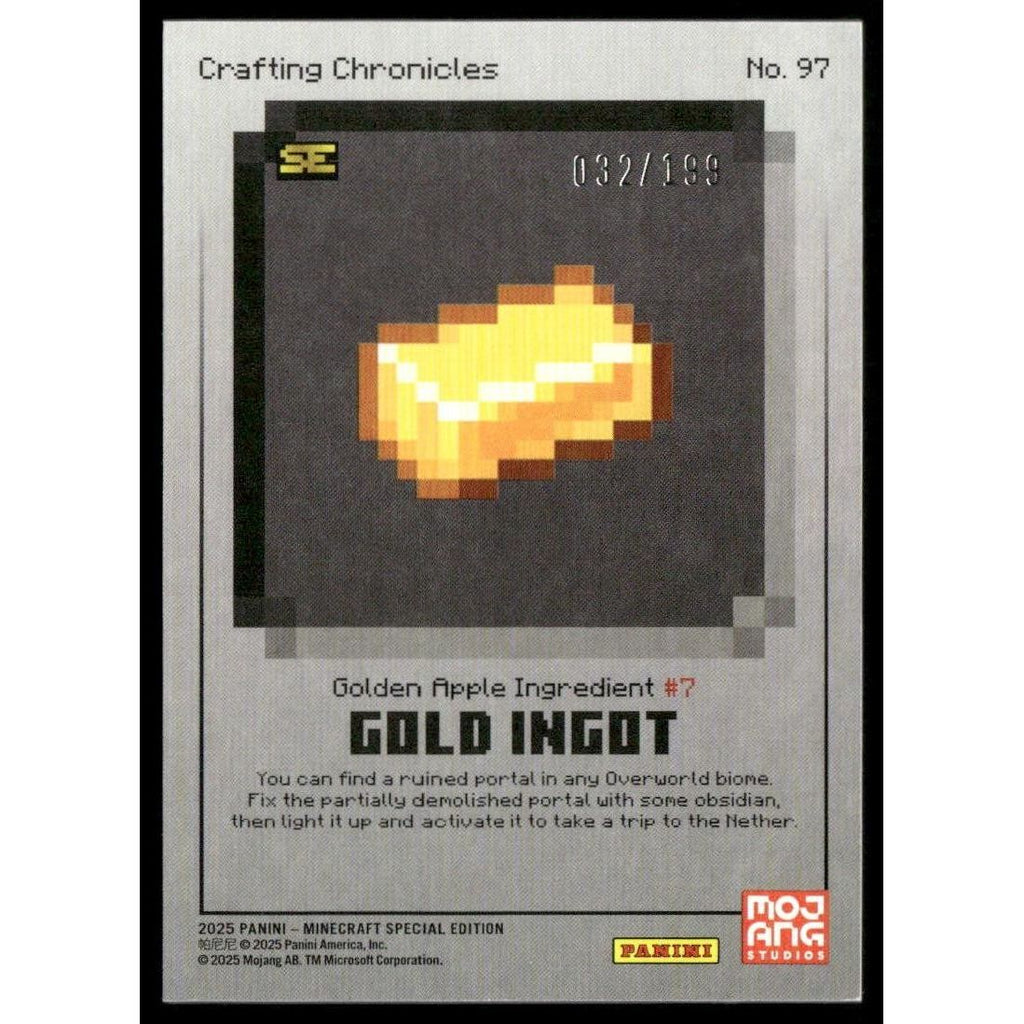 2025 Panini Minecraft 15th Anniversary #97 Gold Ingot Optichrome Iron #/199