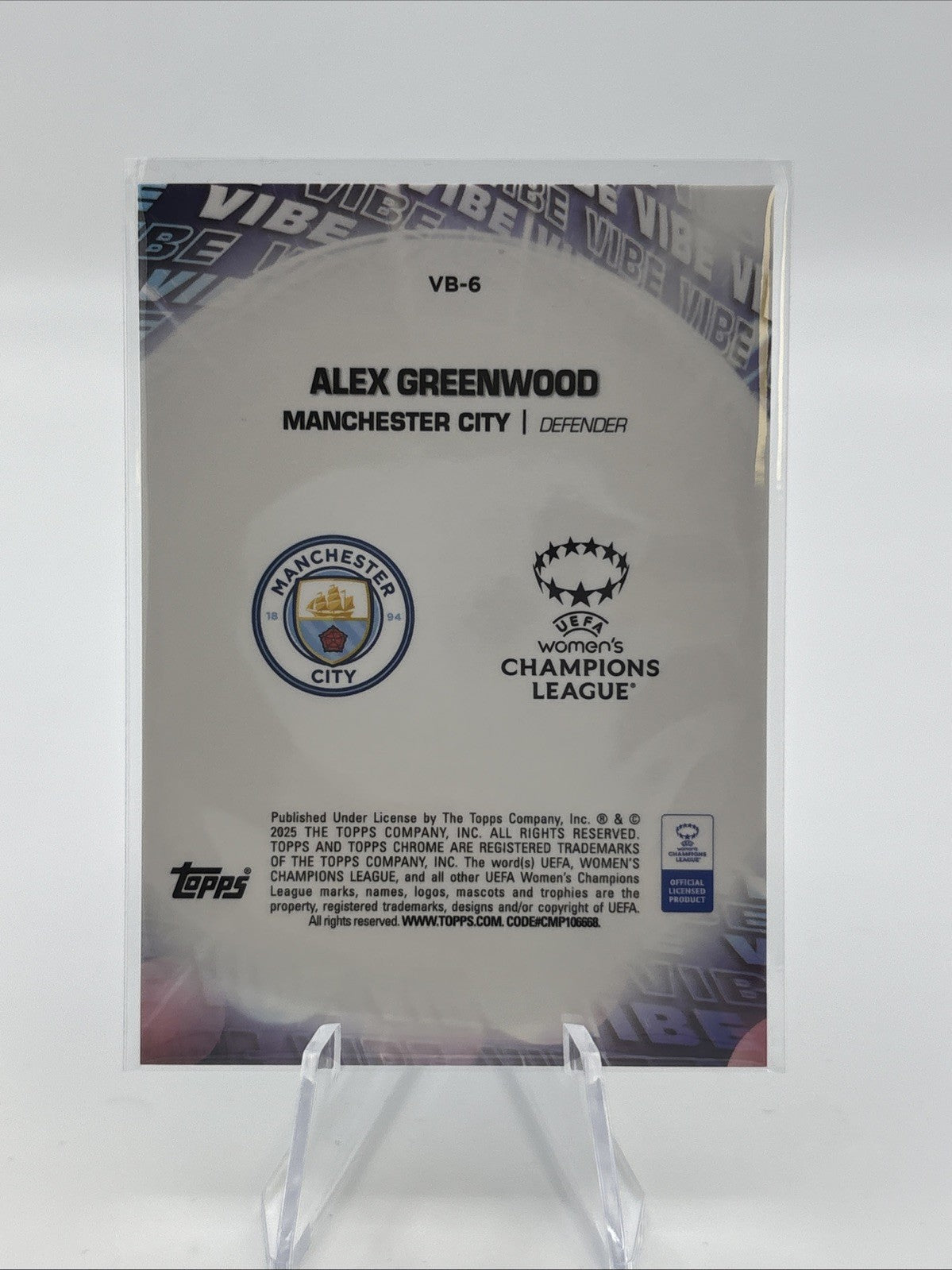 2025 Topps Chrome UEFA Women’s - Alex Greenwood Vibe SSP Black Refractor /10
