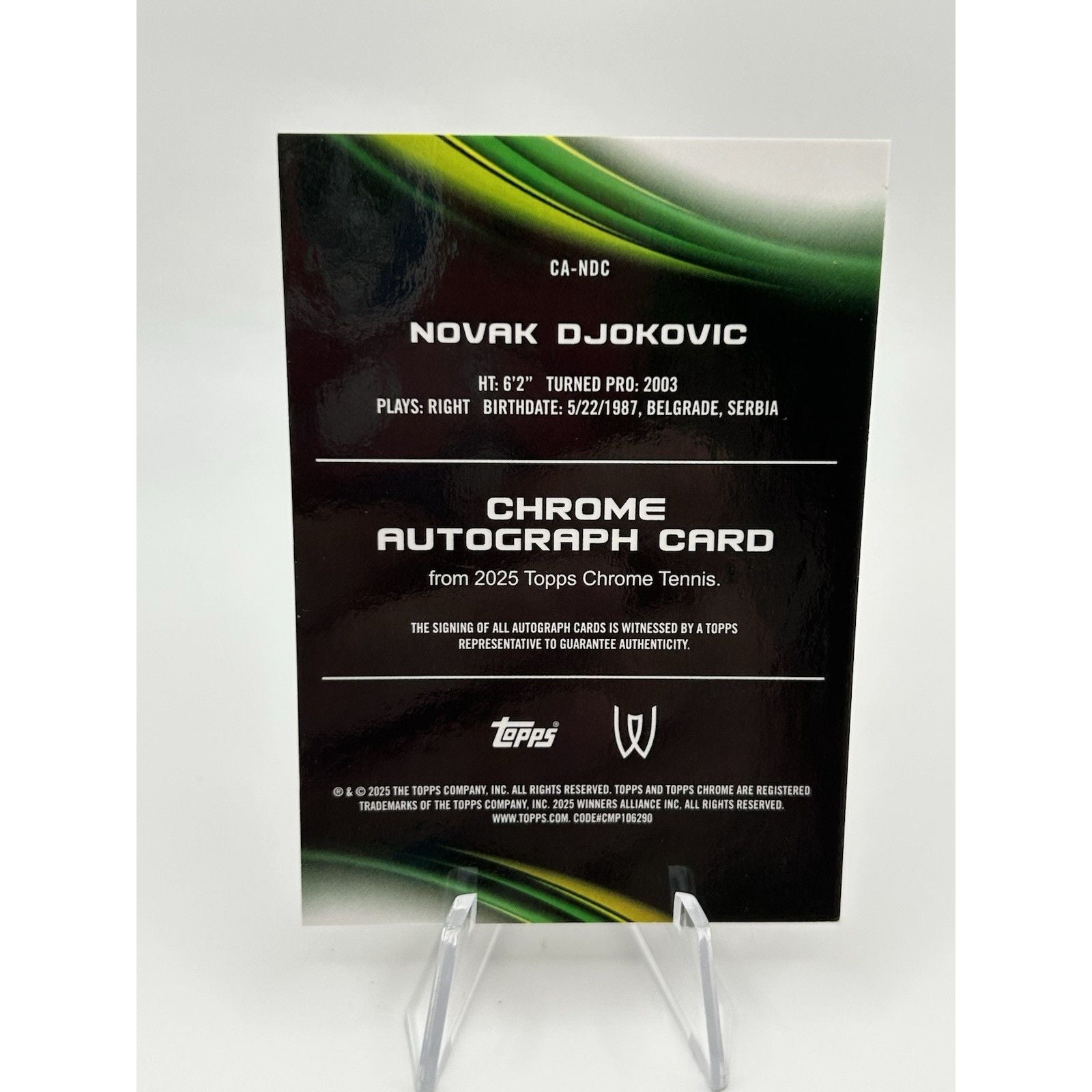 2025 Topps Chrome Novak Djokovic Auto Purple Geometric Refractor #/10