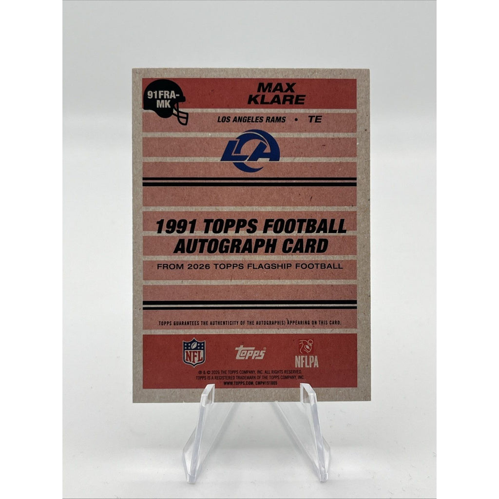 2026 TOPPS FLAGSHIP FOOTBALL 35TH ANNIVERSARY MAX KLARE RC ROOKIE AUTO ~ RAMS