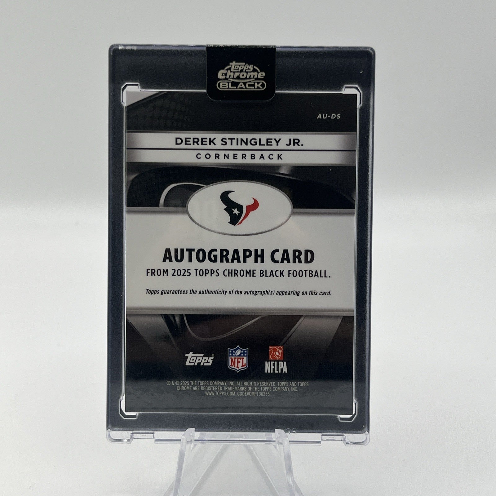 2025 Topps Chrome Black Derek Stingley Jr. #AU-DS Orange Refractor Auto #/25