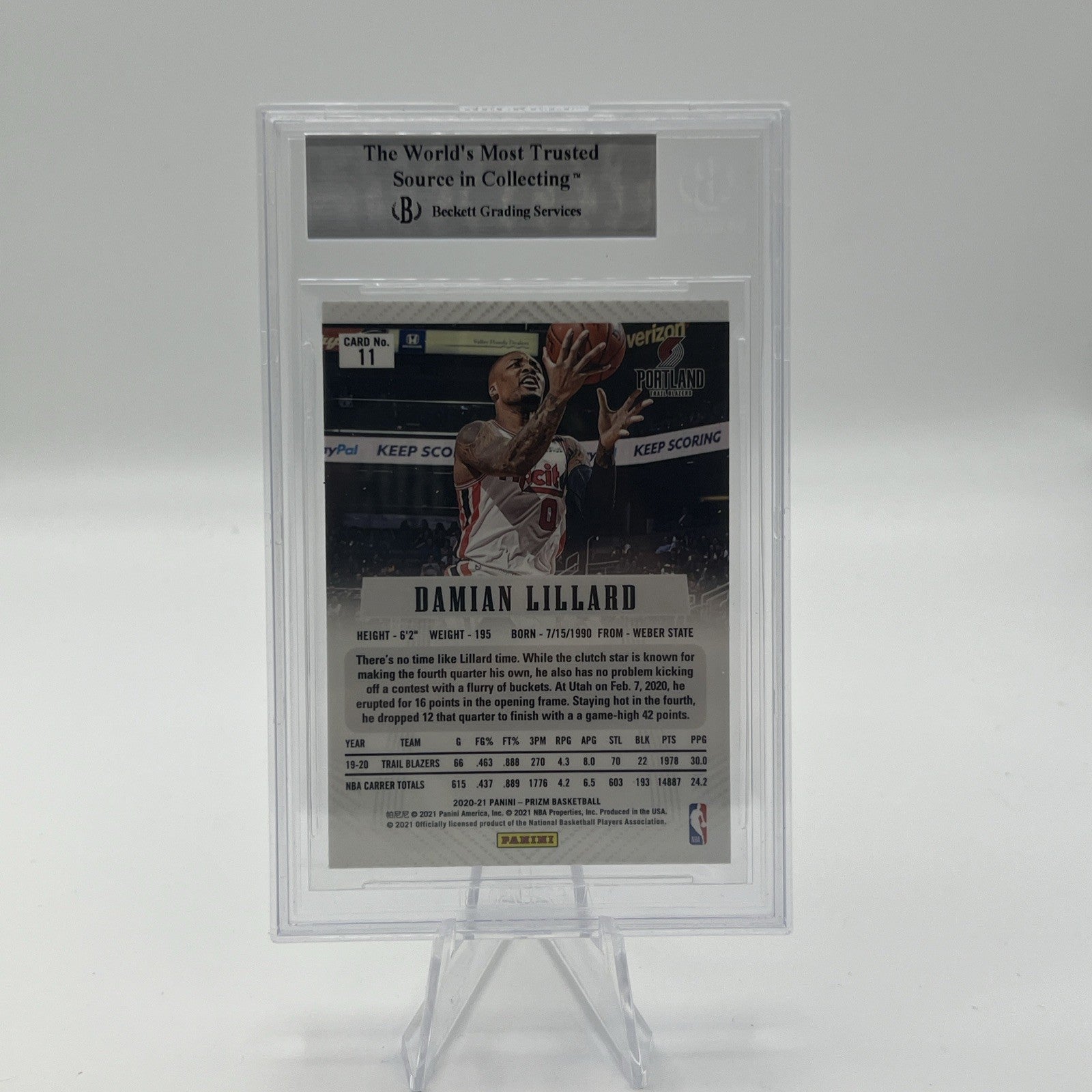 2020-21 Panini Prizm Damien Lillard Prizm Flashback BGS 9