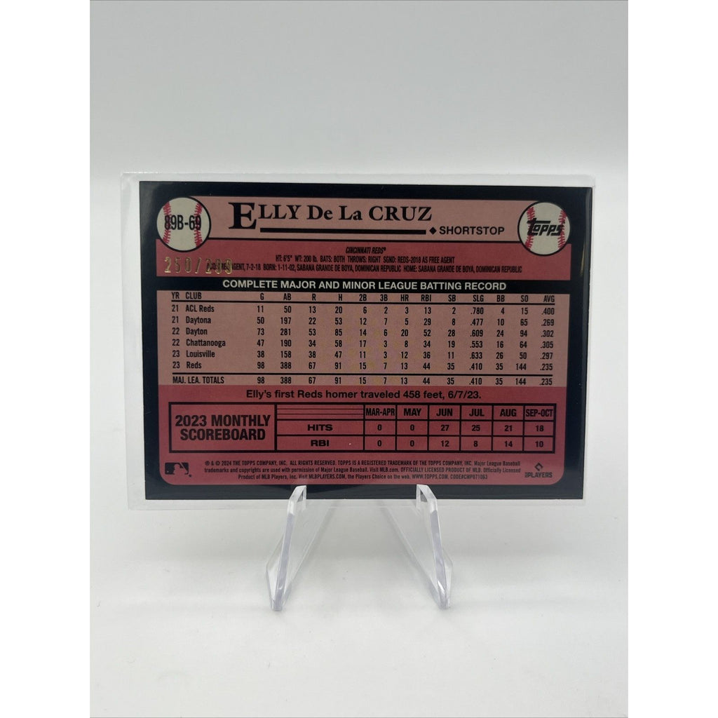 2024 Series 1 1989 Topps Baseball Black /299 Elly De La Cruz #89B-69 Rookie RC