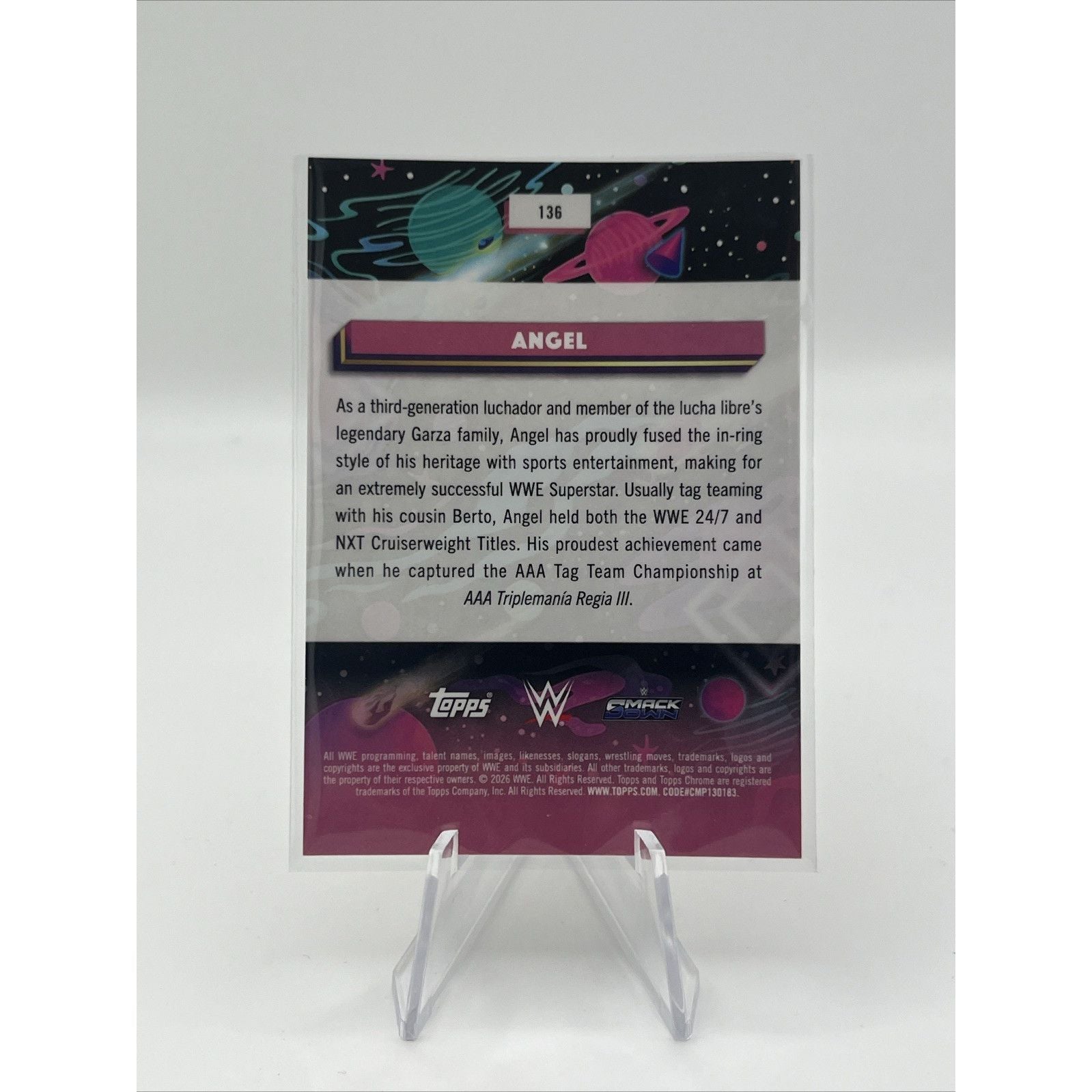 2026 Topps Chrome Cosmic WWE ANGEL #136 GOLD INTERSTELLAR REFRACTOR /50