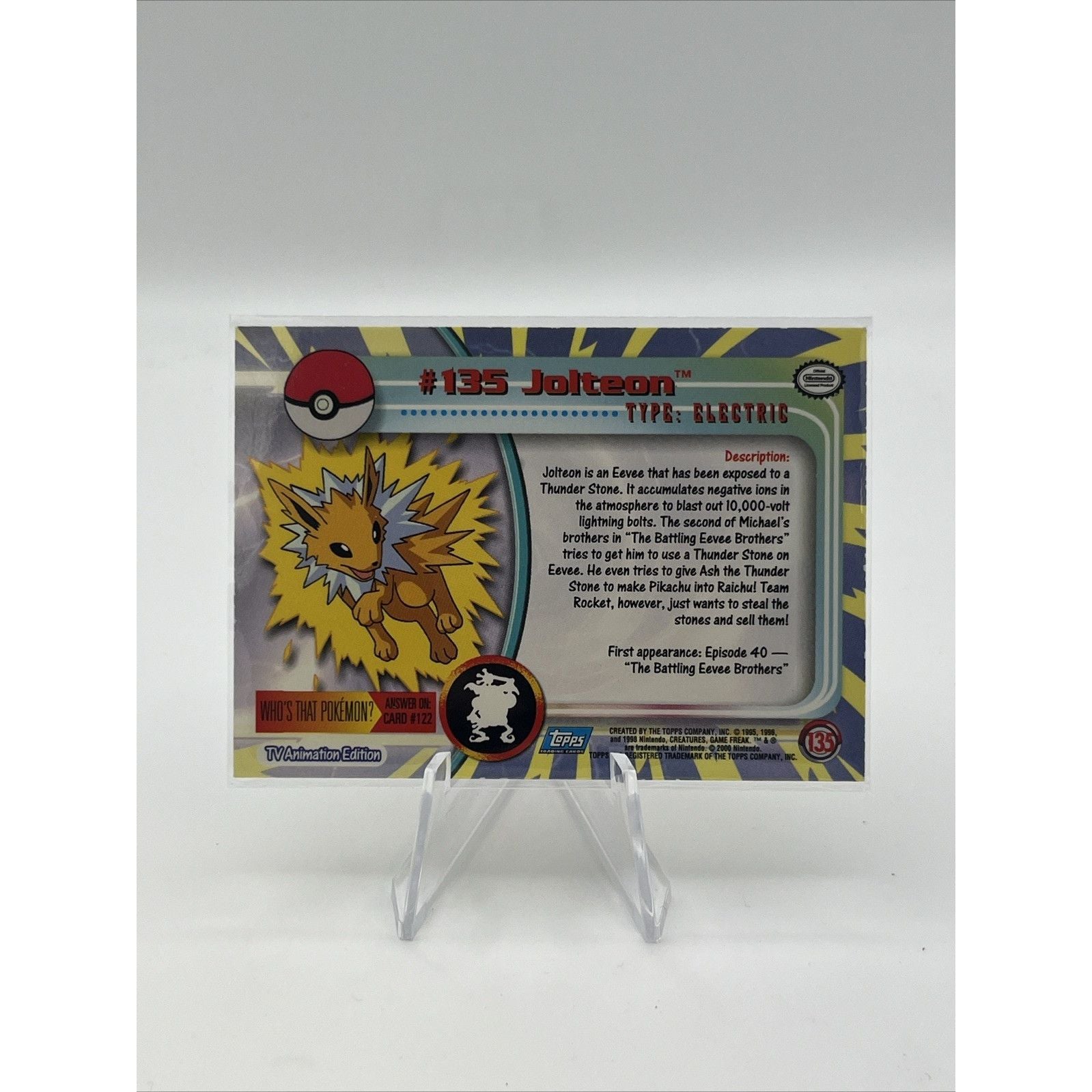 2000 Topps Pokémon TV Animation Edition Series 3 #135 Jolteon Holo Foil MP
