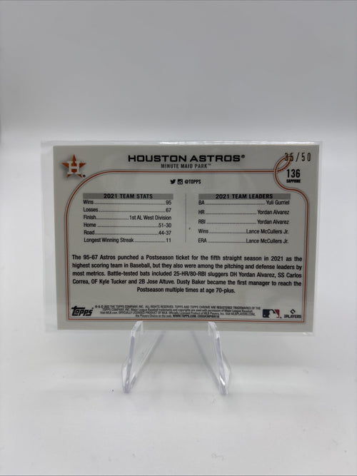 2022 Topps Chrome Sapphire Edition Gold #/50 - Houston Astros #136