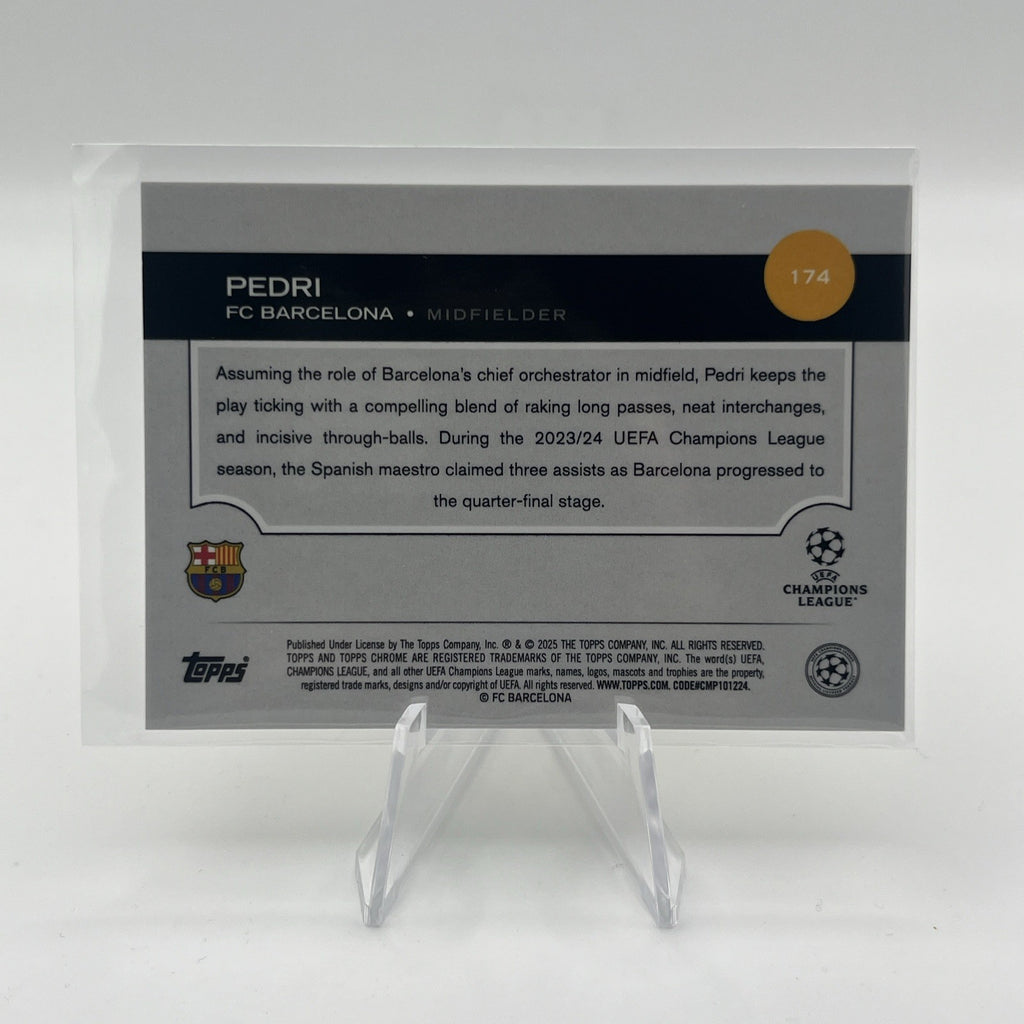 PEDRI 2024-25 Topps Chrome UEFA Club Competitions Gold Sapphire Refractor #/50