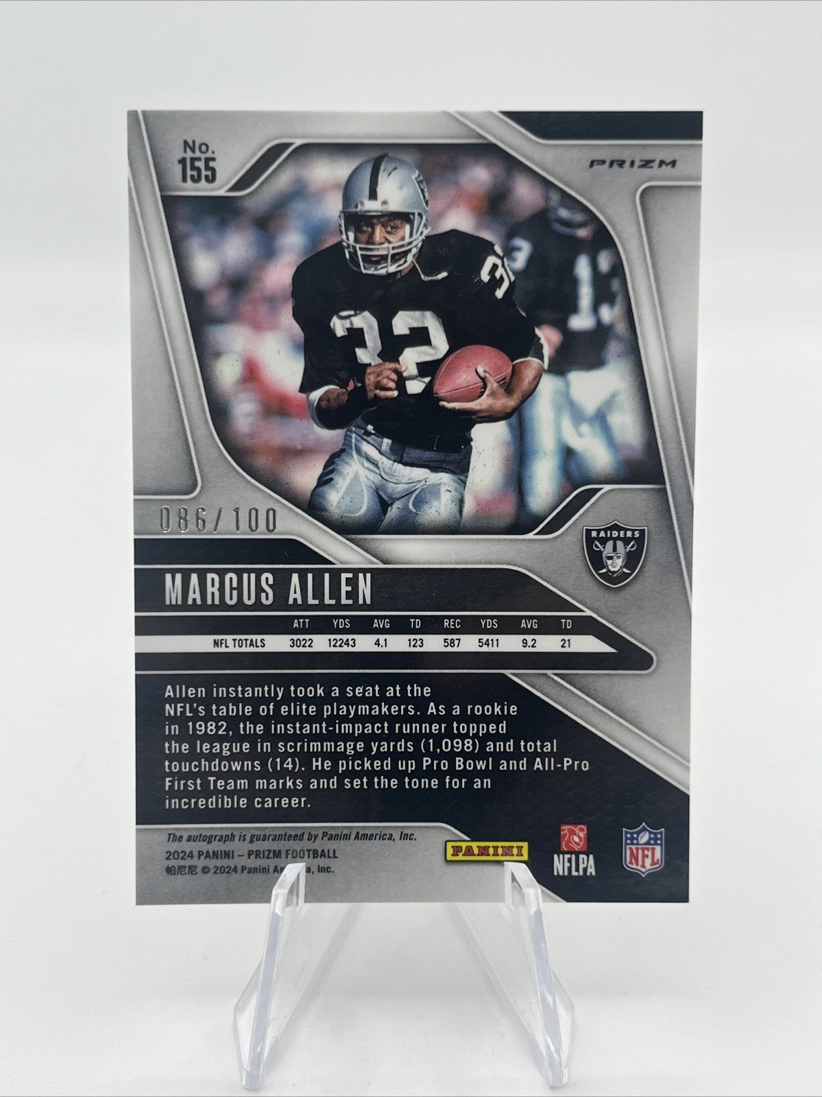 MARCUS ALLEN - 2024 Prizm SILVER SCOPE AUTO #155 #/100 Raiders