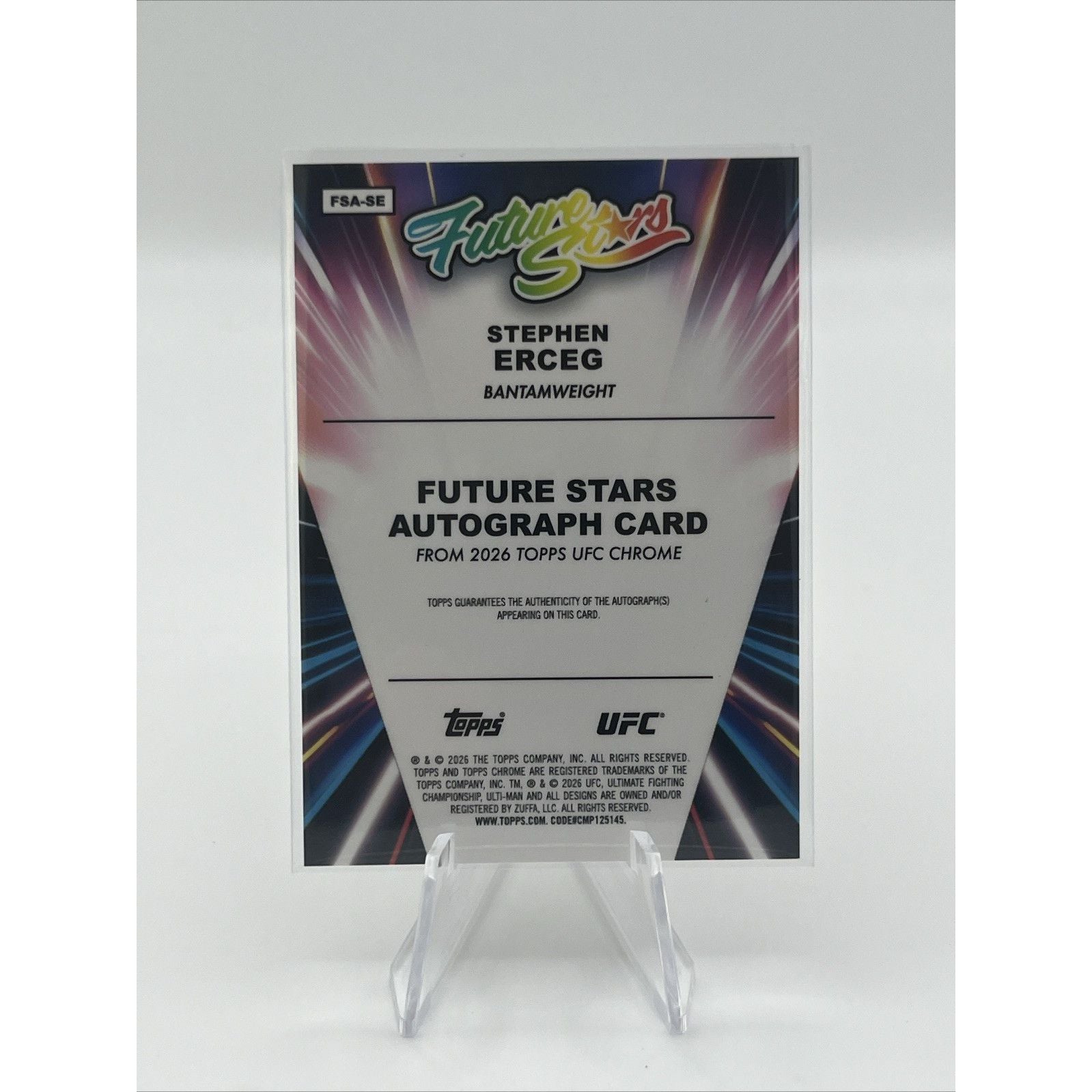2026 Topps Chrome UFC Stephen Erceg Future Stars Autograph #FSA-SE Orange /25