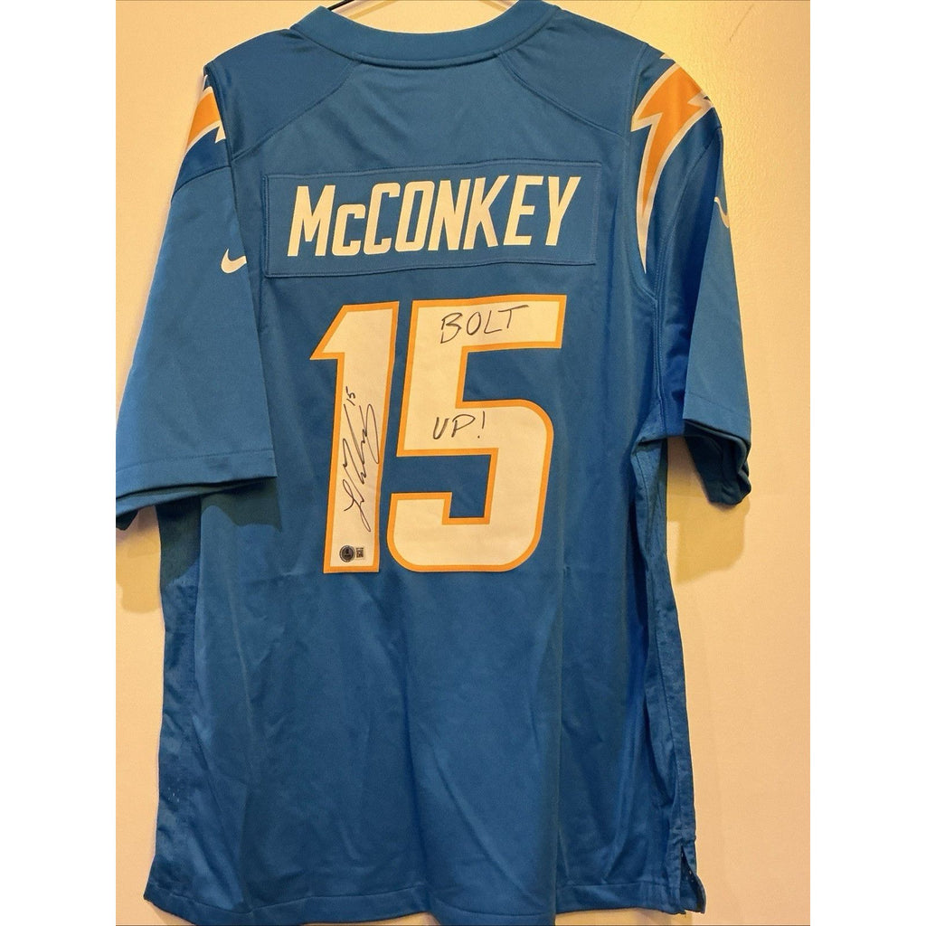 Ladd McConkey “Bolt Up” Signed Chargers #15 Jersey – Autographed NFL