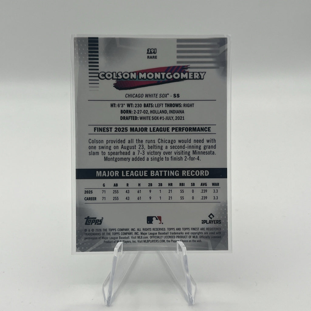 2026 Topps Finest Colson Montgomery #291 Rare Blue Refractor /150 (RC) White-Sox