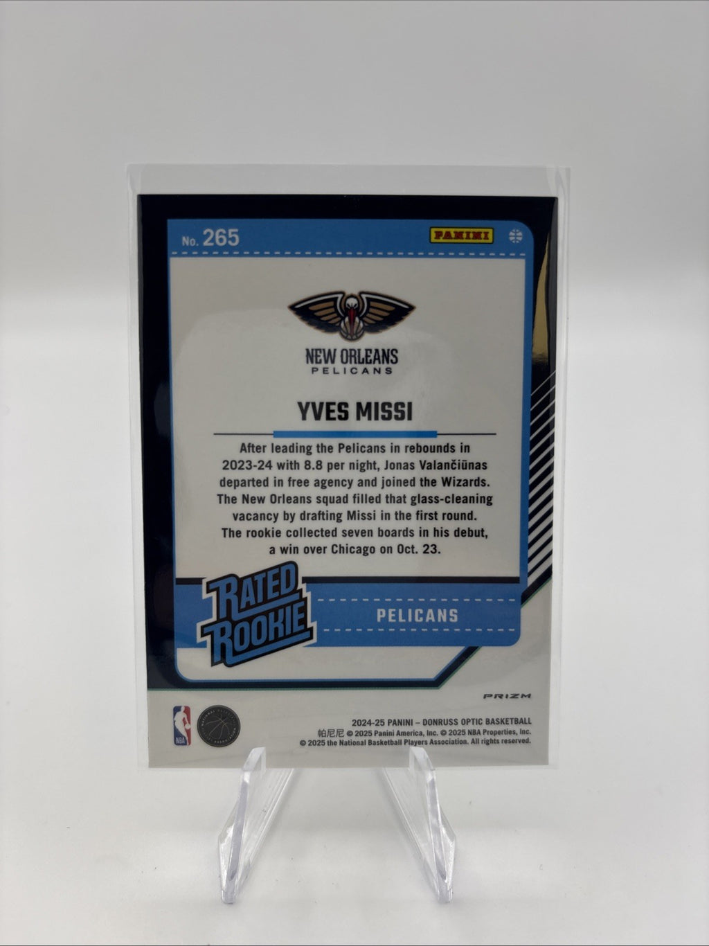 2024-25 Panini Donruss Optic - Rated Rookie Yves Missi #265 Checkerboard SSP