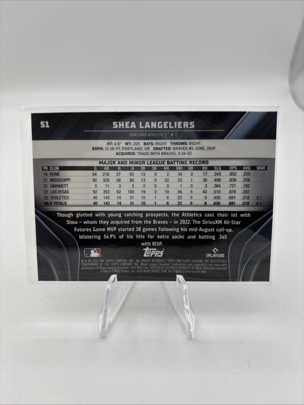 2023 Topps Chrome Black - Shea Langeliers #51 (RC)