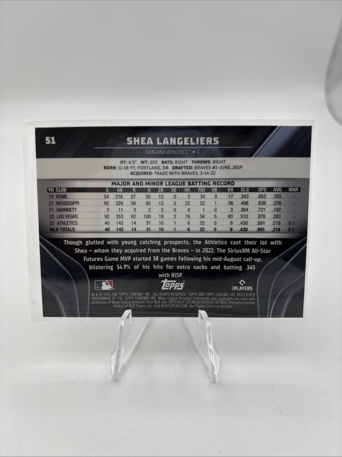 2023 Topps Chrome Black - Shea Langeliers #51 (RC)