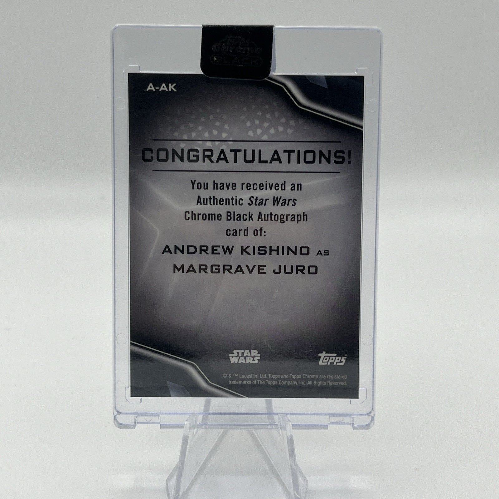 2022 Topps Chrome Black Star Wars Andrew Kishino as Margrave Juro Auto
