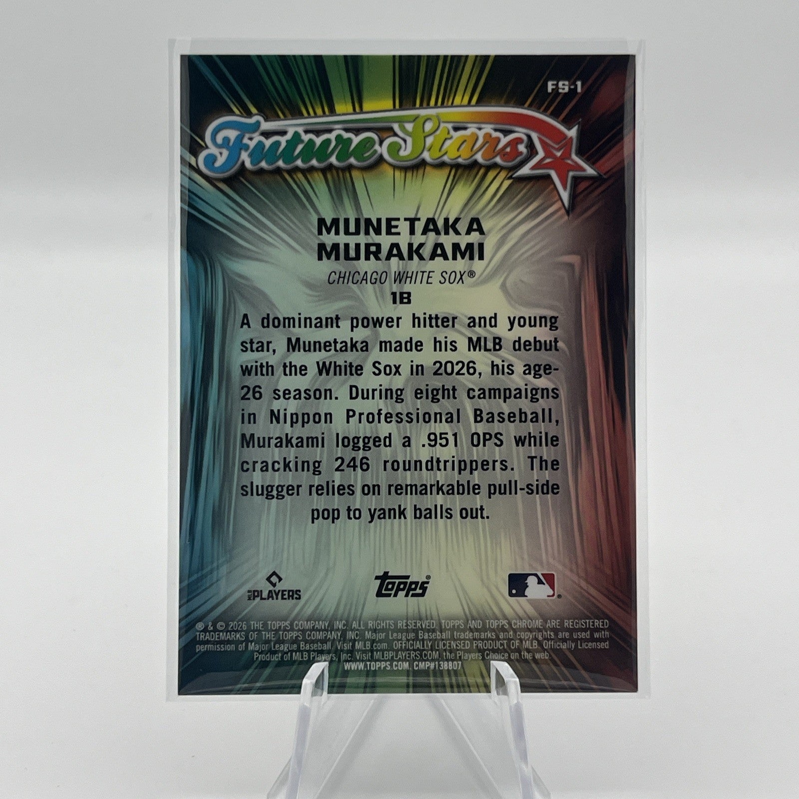 2026 Topps Chrome Future Stars #FS-1 Munetaka Murakami RC Refractor White Sox