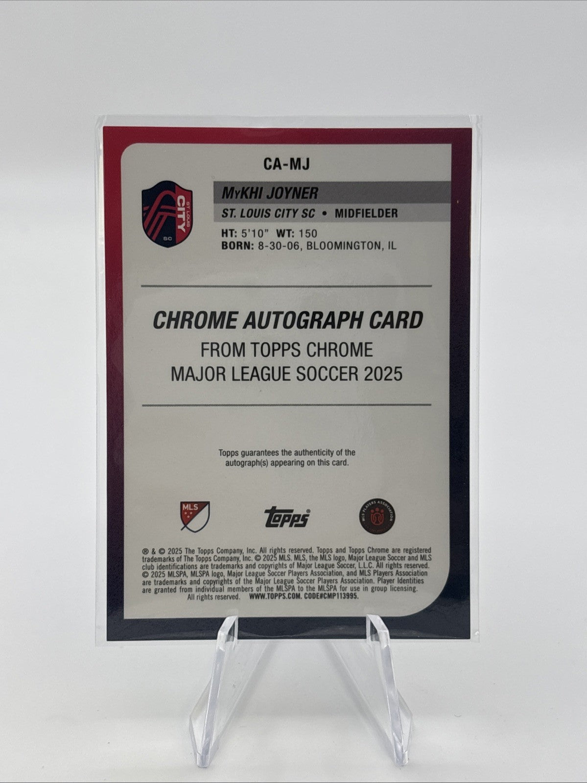 2025 Topps Chrome Mls - Autographs MyKhi Joyner #CA-MJ Blue Wave Refractor /150