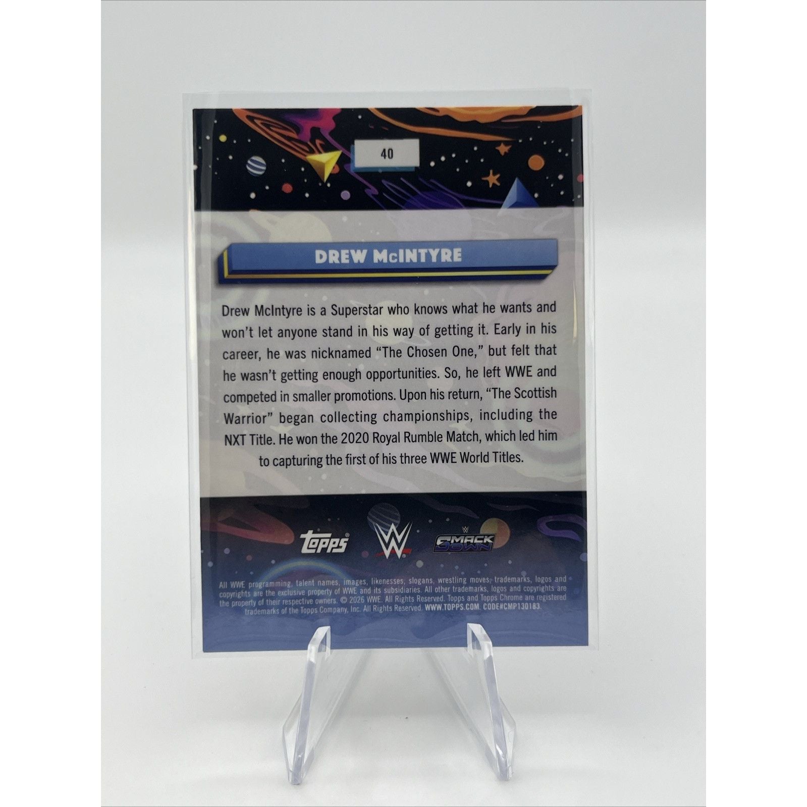 2026 Topps Chrome Cosmic WWE Drew McIntrye #40 Magenta Cosmos Refractor 233/299